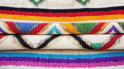 Vibrant textile patterns artisan market home decor colorful environment close-up view cultural heritage