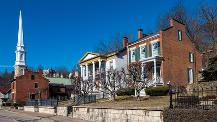 Fototapeta premium Historic Old Church and Houses in Galena