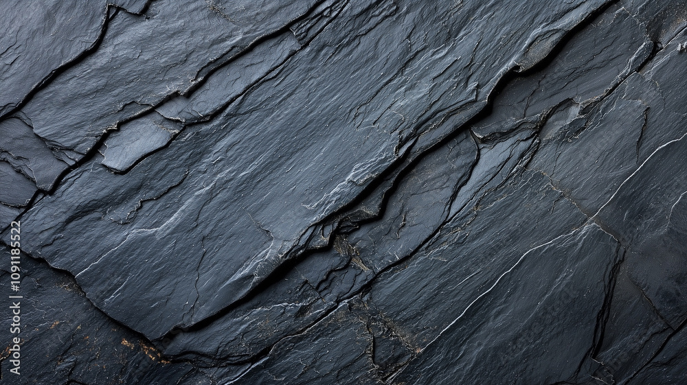 Poster dark slate rock texture with layered patterns, showcasing natural ruggedness and intricate details. 