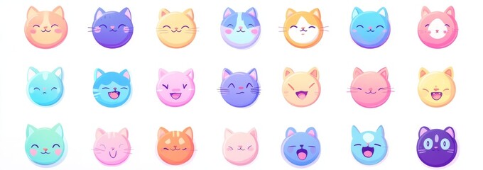 Cute kitten pet collection with a diverse domestic cat collection. Flat illustration style cartoon cartoon.