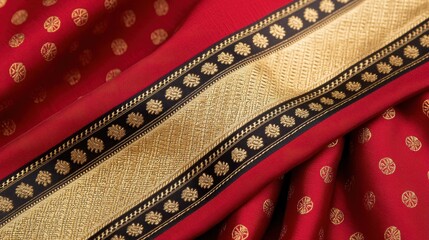 Traditional indian saree fabric india textile close-up cultural heritage elegant design handcrafted craftsmanship