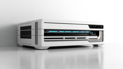 Obraz premium Futuristic High Tech Home Server System in Minimalist White Design : Generative AI