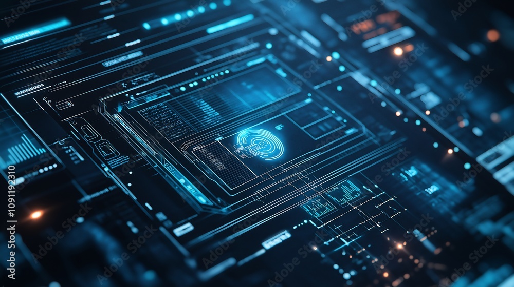 Poster futuristic tech data interface hud display