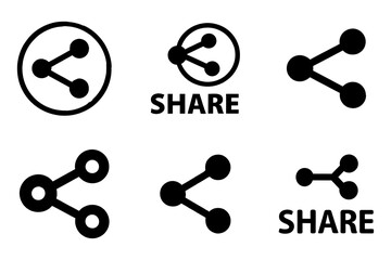 A set of share outline icon set with flat vector