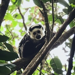 Obraz premium White-faced monkey in park in C.R.