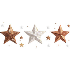 Obraz premium Decorative stars in various finishes arranged in a stylish layout, creating a festive and artistic ambiance.