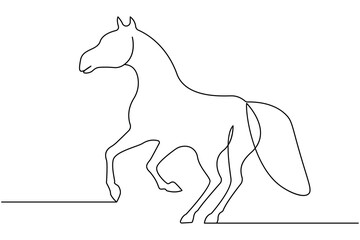 Fototapeta premium Continuous line art of horse isolated flat vector illustration
