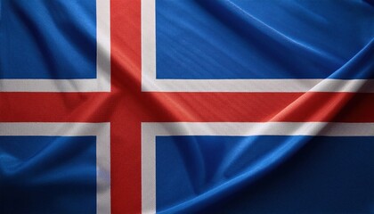 Fototapeta premium Vibrant Textured Icelandic Flag. Symbol of Nordic Heritage, Cultural Identity, and Natural Resilience for Use in Travel Media, Educational Projects, and Scandinavian Design Inspiration