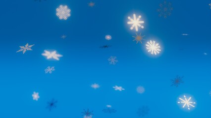 Falling Snowflakes on Blue Background