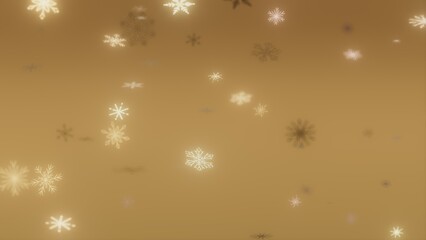 Abstract Golden Background with Falling Snowflakes © vegefox.com