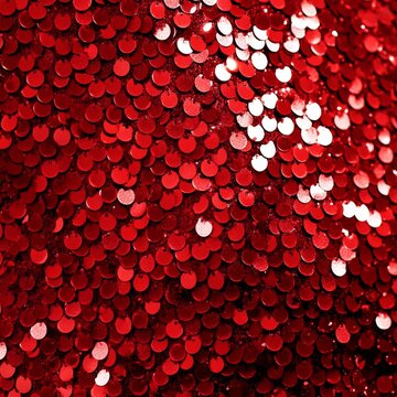 Close-up red sequin background sequins are arranged random sparkle glitter background