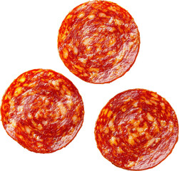 Fototapeta premium Close-up of spicy sliced salami