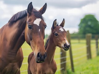 Mare Horse: Nursing Foal at Irish National Stud in Kildare, Ireland - Thoroughbred Equine Farm Scene
