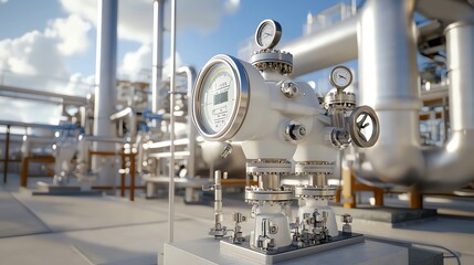 Gas processing facility with digital monitoring systems, futuristic setup