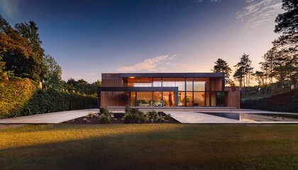 Obraz premium Modern Luxury Villa with Infinity Pool and Scenic Views