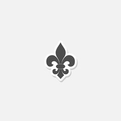  Fleur de lis icon sticker isolated on gray background © sljubisa