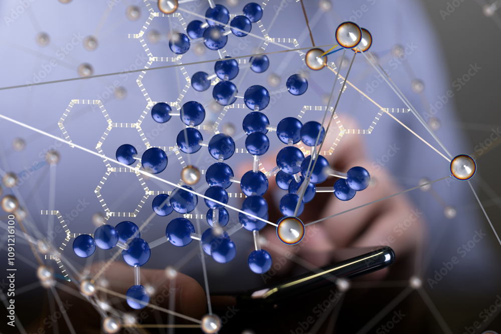 Poster neural network 3d illustration. big data and cybersecurity