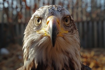 Obraz premium Majestic white tailed eagle residing in a spacious aviary environment for conservation purposes