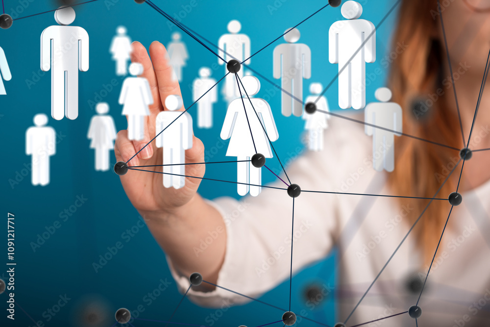 Poster Global network. Blockchain. 3D illustration. Neural networks and artificial intelligence. Abstract