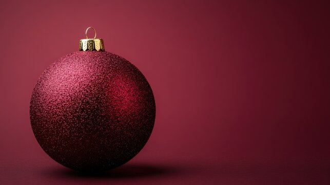 Elegant Red Christmas Ornament on Deep Maroon Background