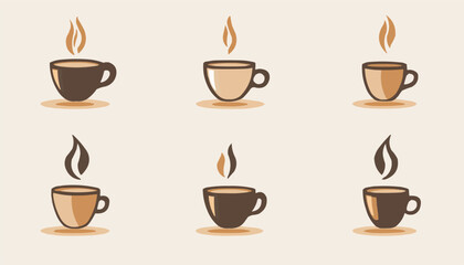 Obraz premium Steaming coffee cup icons depicting steaming cups of coffee, resembling simplistic yet elegant design suitable for logos or menu illustrations