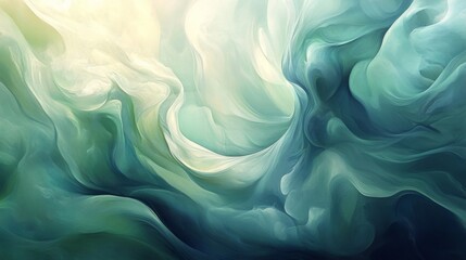 Obraz premium Gentle waves of light in soft blues and greens, evoking a calm aura