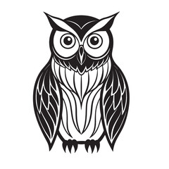 owl icon, owl on branch, owl sitting on branch, owl vector