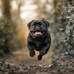 Puggy runs amidst green