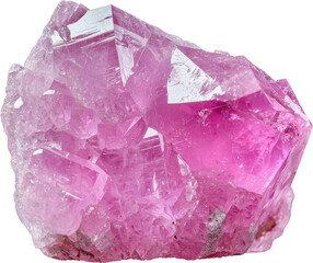 Fototapeta premium Vibrant pink crystal showing natural facets