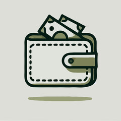Wallet with cash inside, minimalist design, neutral colors, finance concept