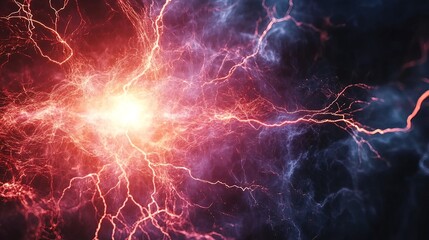 Fototapeta premium Abstract image of red and blue lightning energy explosion.