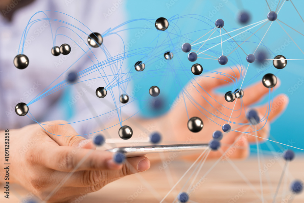 Poster conference digital network and data concept 3d