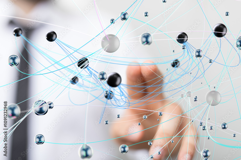 Poster conference digital network and data concept 3d