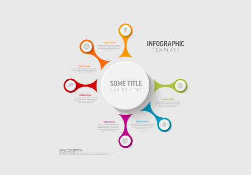 Multipurpose infographic template with big white button in the middle