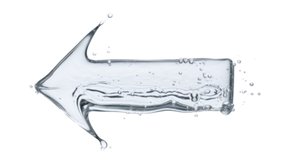 High-Quality PNG of Arrow made of water on a white background– High Resolution