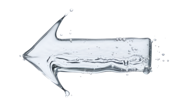 High-Quality PNG of Arrow made of water on a white background– High Resolution