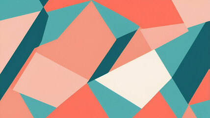 Obraz premium Teal, Coral Dynamic vertical Geometric Abstract Design with Neon Glow, Grainy Texture, and Smooth Color Transitions