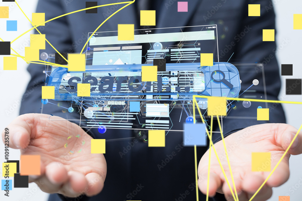 Aufkleber Interface web application in hand