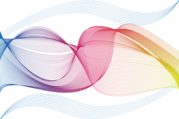Abstract backdrop with colorful wave gradient lines on white background