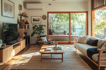 A heartwarming interior of a modest australian house, portraying the simplicity of daily life.