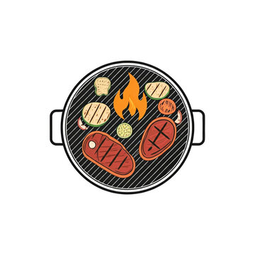 grilling food on barbecue grill clip art preview