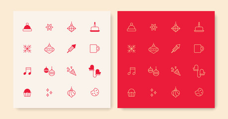 Minimal line Christmas icon set