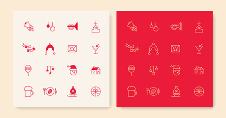Minimal line Christmas icon set
