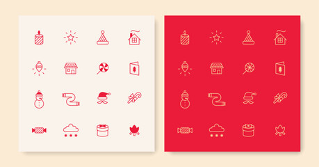 Minimal line Christmas icon set