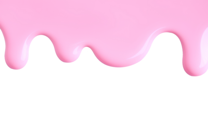 Pink liquid drops of paint color flow down on white canvas. Abstract art. Light pink paint dripping on the white wall with copy space..