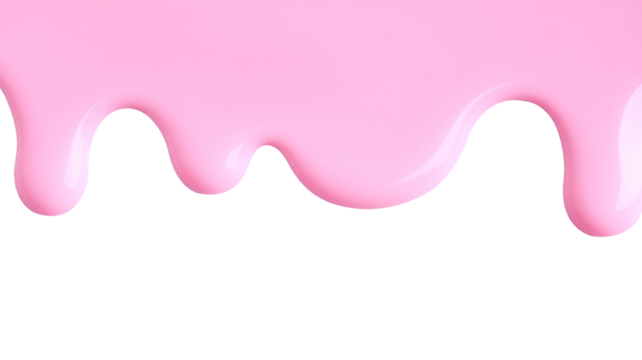 Pink liquid drops of paint color flow down on white canvas. Abstract art. Light pink paint dripping on the white wall with copy space..