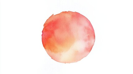 Obraz premium A soft and vibrant watercolor circle blending shades of orange and pink on a white background, perfect for artistic projects.