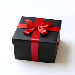 Obraz premium Black Gift Box with Red Ribbon and Bow