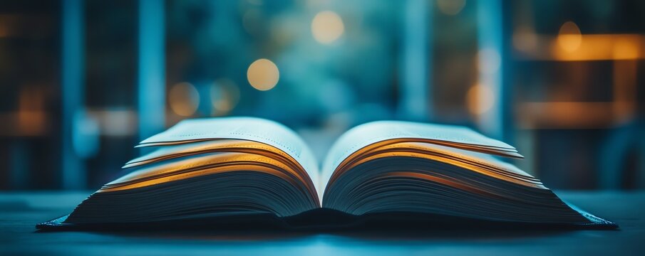 An open book with radiant glowing pages, representing effective learning, education, and the transformative power of reading to inspire creativity and imagination