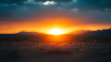 sunset in the middle of the desert